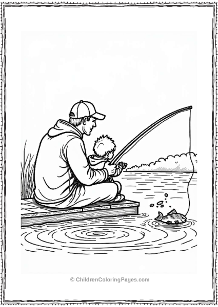 Father And Child Fishing On A Dock Free PDF Printable