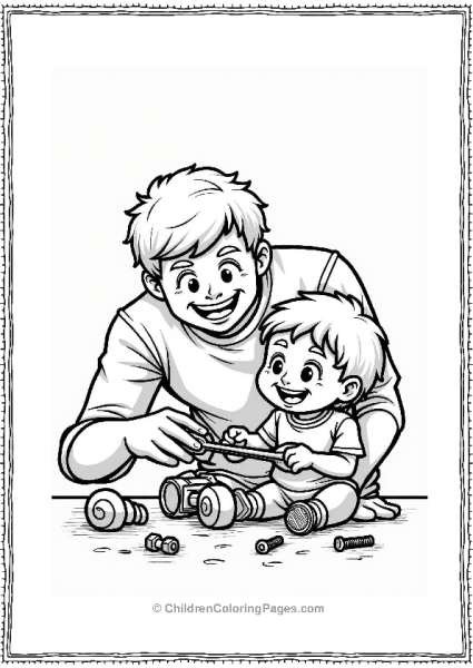 Father And Child Fixing A Toy Free PDF Printable