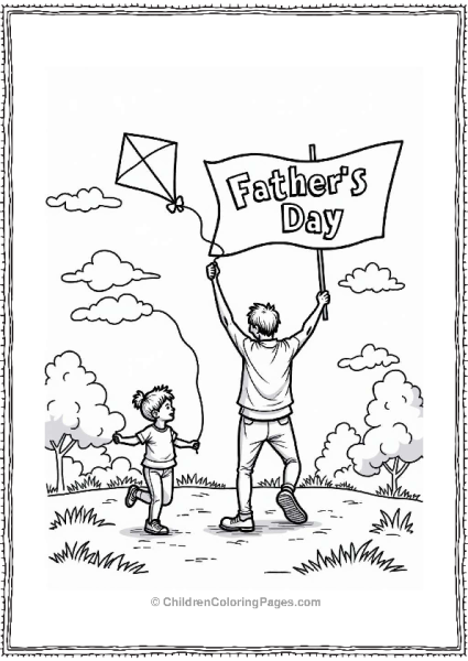 Father And Child Flying Kites In The Park Free PDF Printable