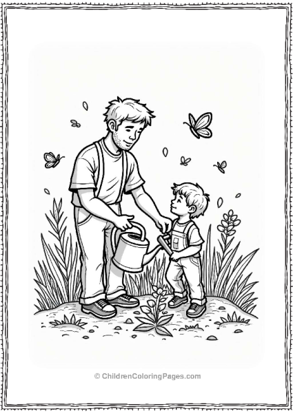 Father And Child Gardening Together Free PDF Printable