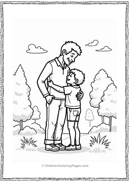 Father And Child Hug In A Sunny Park Free PDF Printable