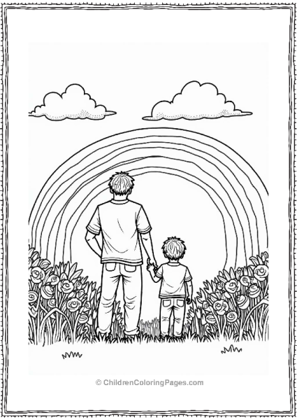 Father And Child In A Blooming Garden Free PDF Printable