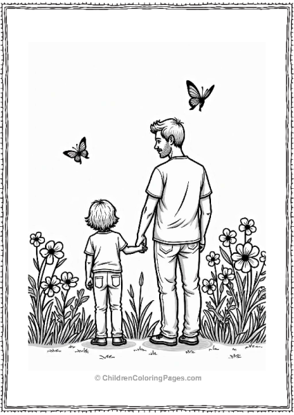 Father And Child In A Flower Patch Free PDF Printable