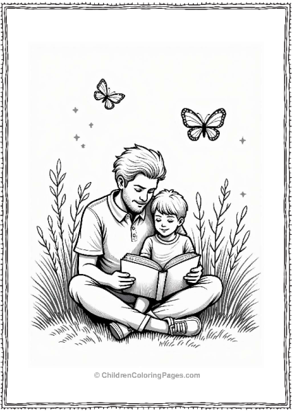 Father And Child In A Sunny Garden Free PDF Printable