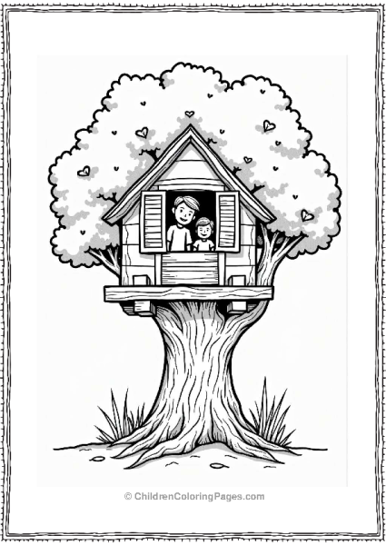 Father And Child In A Treehouse Free PDF Printable