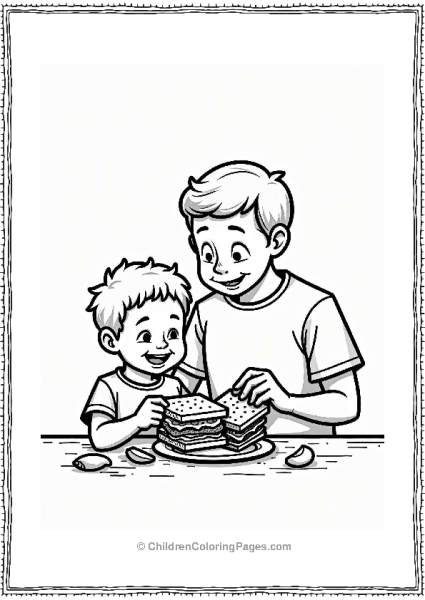 Father And Child Making Sandwiches Free PDF Printable