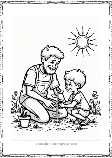 Father And Child Planting A Tree Free PDF Printable