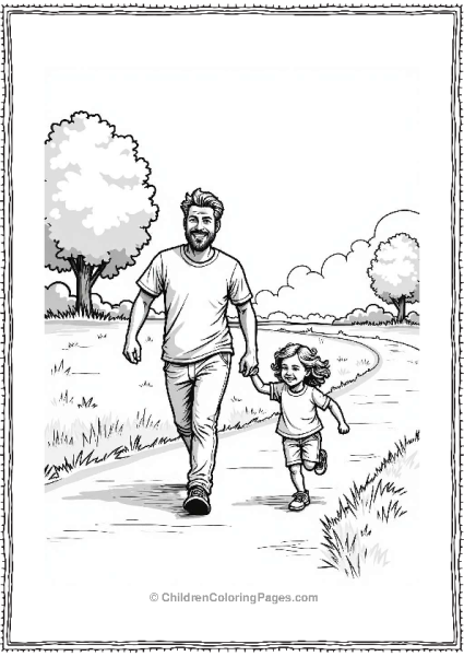 Father And Child Running In The Park Free PDF Printable