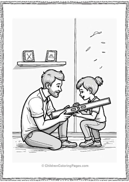 Father And Child Using A Level Tool Free PDF Printable