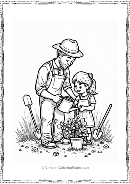 Father And Daughter Gardening Free PDF Printable