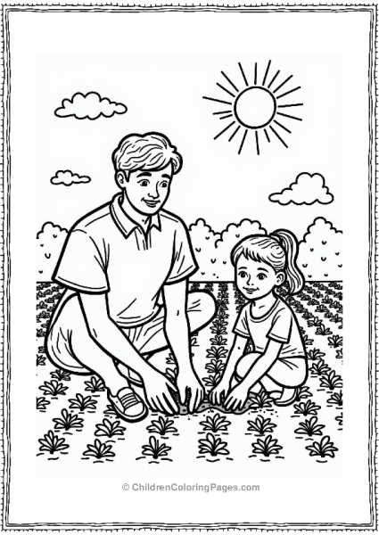 Father And Daughter Planting Seeds In A Garden Free PDF Printable