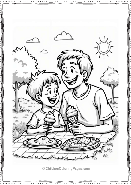 Father And Son Enjoying Ice Cream Free PDF Printable