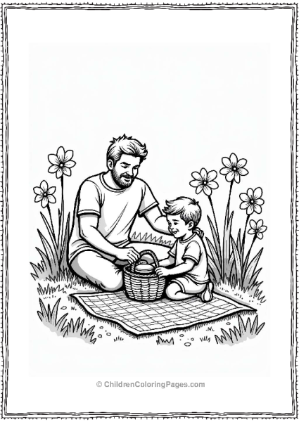 Father And Son Picnic In The Garden Free PDF Printable