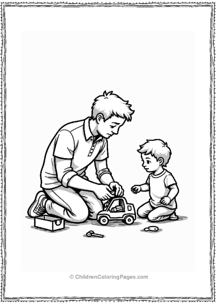 Father Fixing Toy On Father’s Day Free PDF Printable