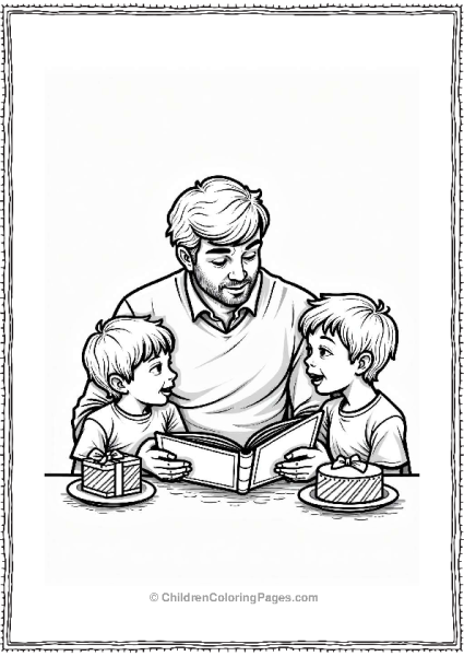 Father Reading To Children On Father’s Day Free PDF Printable