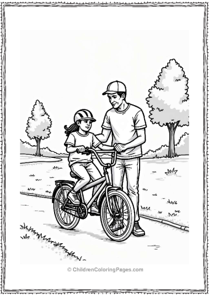 Father Teaching Child To Ride Bike Free PDF Printable