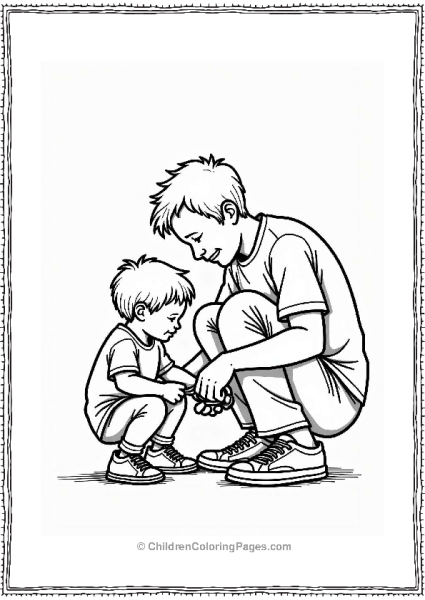 Father Teaching Child To Tie Shoelaces Free PDF Printable