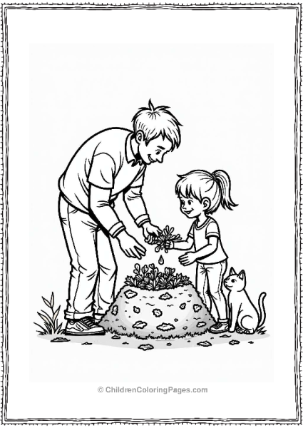 Father’s Day Dad And Daughter With Compost Pile Free PDF Printable