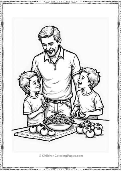 Father’s Day Dad Teaching Kids Salad Making Free PDF Printable