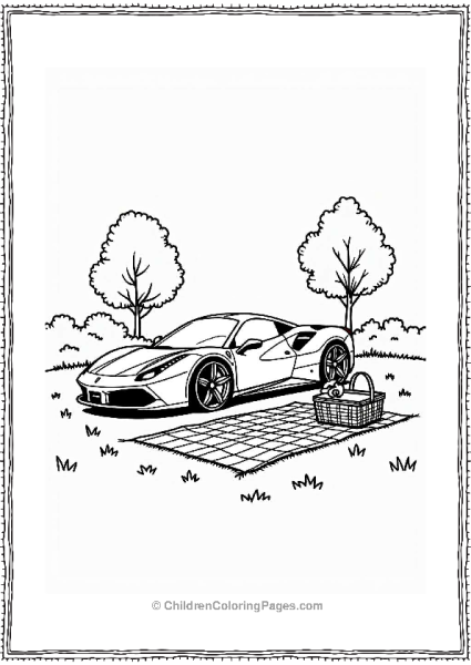 Ferrari At A Picnic Spot Free PDF Printable