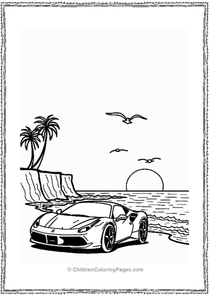 Ferrari At Sunset Free PDF Printable