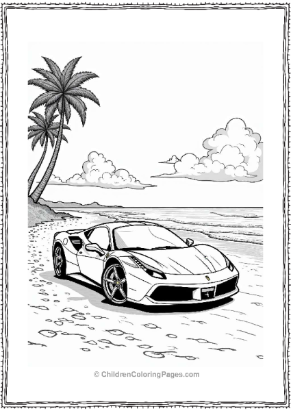 Ferrari At The Beach Free PDF Printable