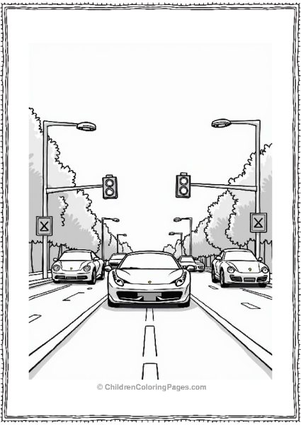 Ferrari At The Intersection Free PDF Printable