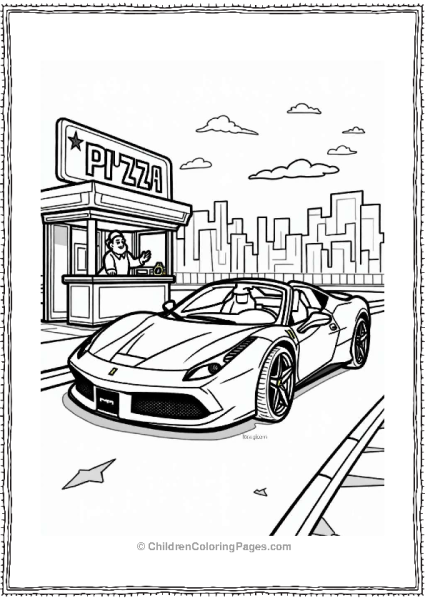 Ferrari By A Pizza Stand Free PDF Printable