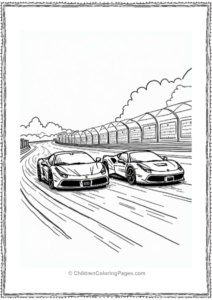 Ferrari Challenge Race Illustration Free PDF Printable