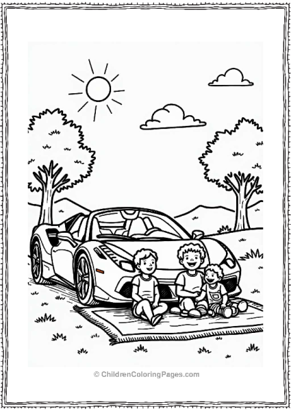 Ferrari Family Picnic Scene Free PDF Printable