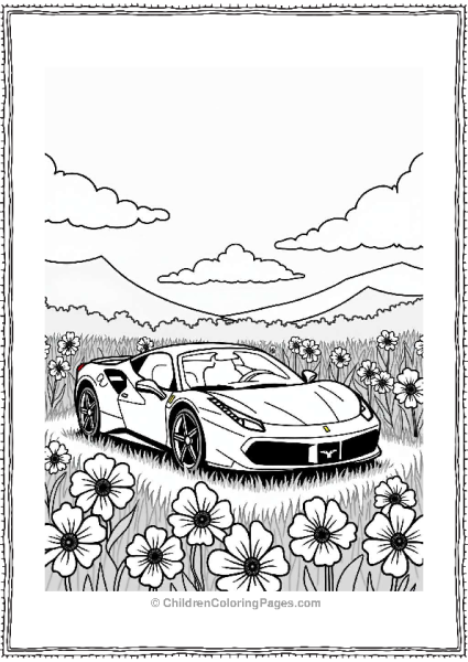 Ferrari In A Flower Field Free PDF Printable