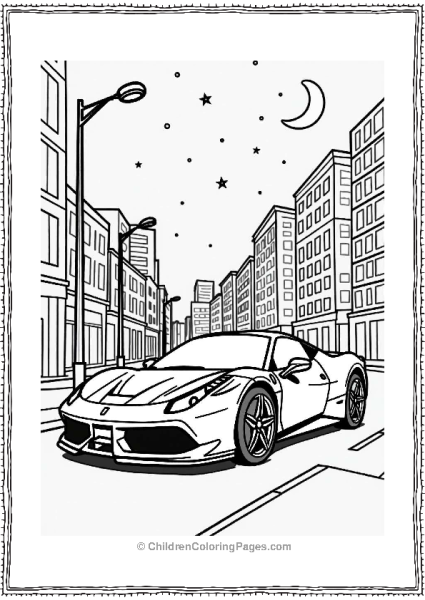 Ferrari In City Lights Free PDF Printable