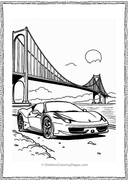 Ferrari In Front Of A Bridge Free PDF Printable