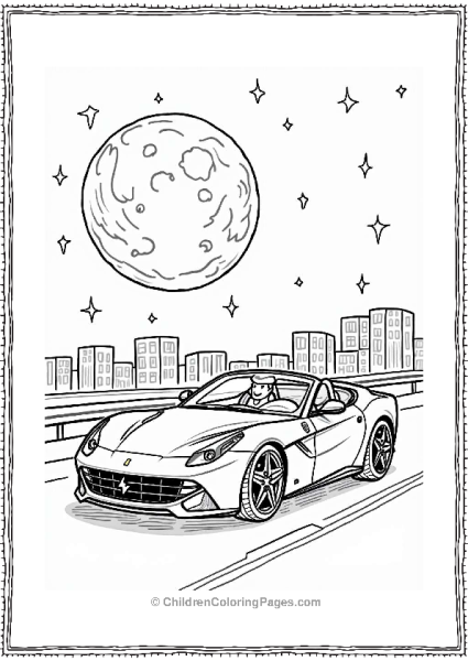 Ferrari Night Drive With Smiling Driver Free PDF Printable