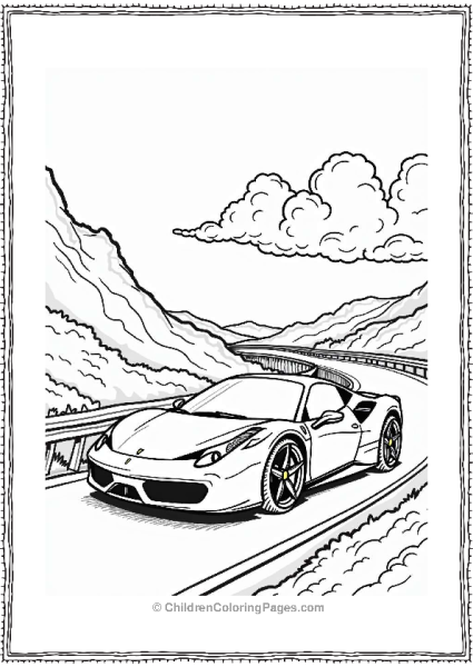 Ferrari On A Scenic Road Free PDF Printable