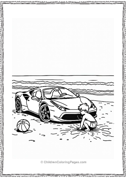 Ferrari On The Beach Free PDF Printable