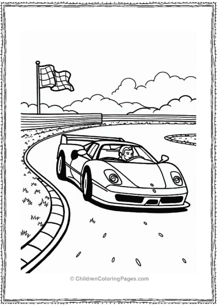 Ferrari Racing Car On A Racetrack Free PDF Printable