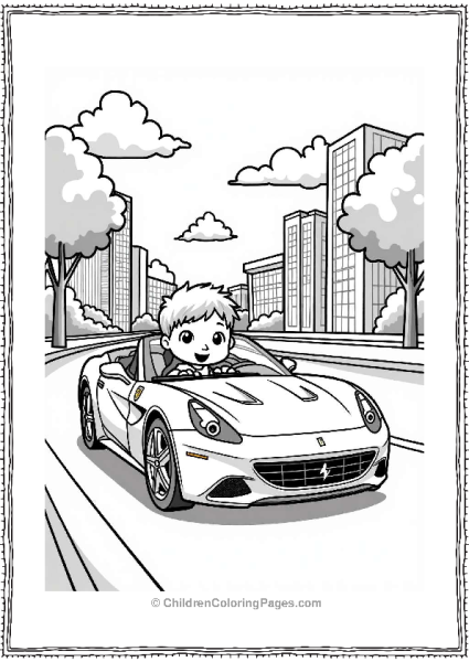 Ferrari Racing Through A City Free PDF Printable