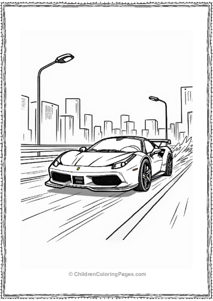 Ferrari Racing Through The City Free PDF Printable