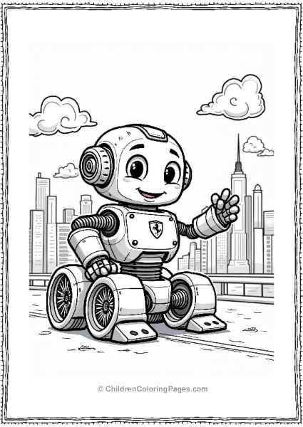 Ferrari Robot Waving In A City Free PDF Printable