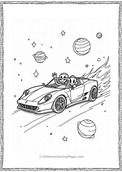 Ferrari Spaceship In A Starry Sky Free PDF Printable