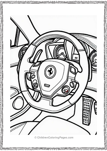 Ferrari Steering Wheel Close Up Free PDF Printable