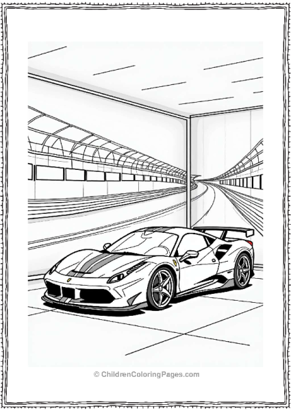 Ferrari With Racing Stripe In Showroom Free PDF Printable