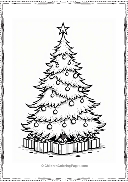 Festive Christmas Tree Coloring Page Free PDF Printable