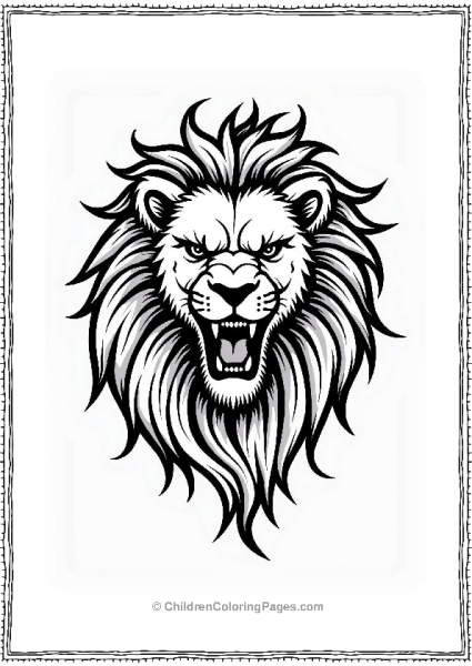 Fierce Lion Head Tattoo Design Free PDF Printable