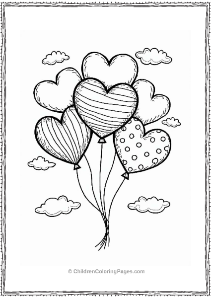 Floating Heart Shaped Valentine’s Balloons Free PDF Printable
