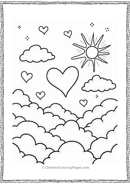 Floating Hearts Among Clouds Free PDF Printable