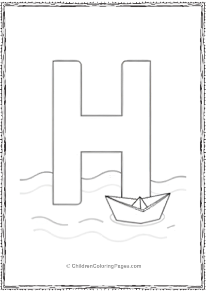 Floating Paper Boat Letter H Free PDF Printable