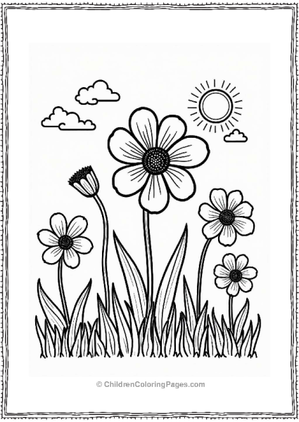 Flower Garden With Poppies And Daisies Free PDF Printable