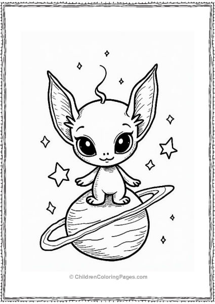 Friendly Alien On A Planet Tattoo Coloring Page Free PDF Printable